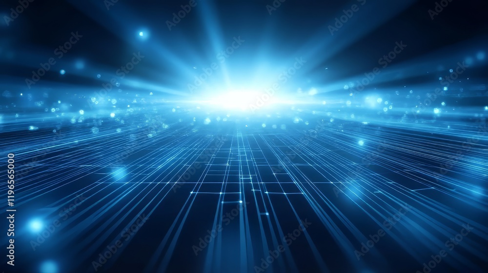 Abstract blue digital background with glowing lines and light rays. Abstract blue digital background with glowing lines and light rays.