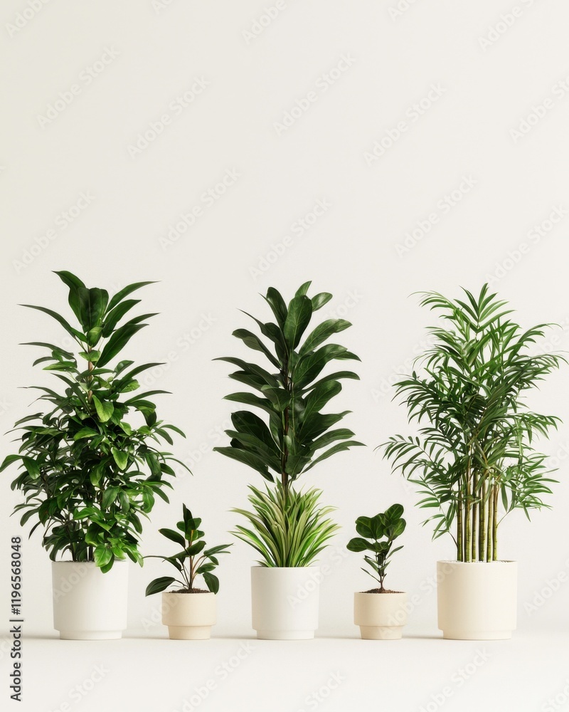 Fototapeta premium Indoor plant arrangement minimalist space nature clean environment close-up view artistic composition