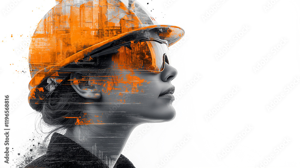 surreal portrait of a builder mixed with a construction site . Generative AI surreal portrait of a builder mixed with a construction site . Generative AI