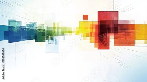 A vibrant abstract composition in various colors and shapes.