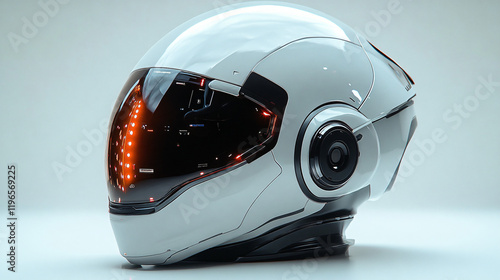 a helmet with a red light on it photo