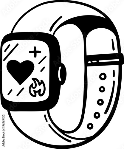 Doodle Smartwatch Tracker Hand Drawn Illustration