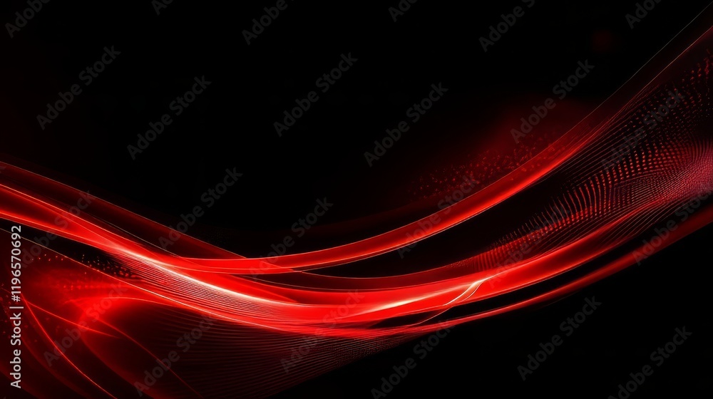 Fototapeta premium Abstract red wave pattern on a black background.