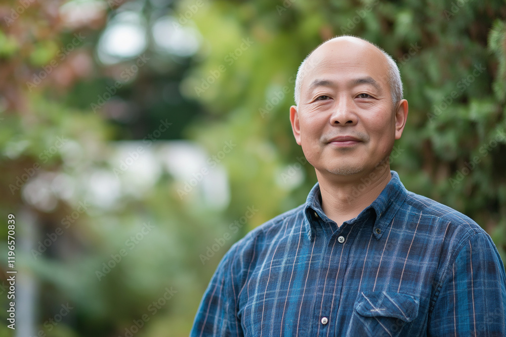 Generate an IP image, cute,full body shot, Asian man, middle-aged, a balding middle-aged man, wearing a plaid shirt Generate an IP image, cute,full body shot, Asian man, middle-aged, a balding middle-aged man, wearing a plaid shirt