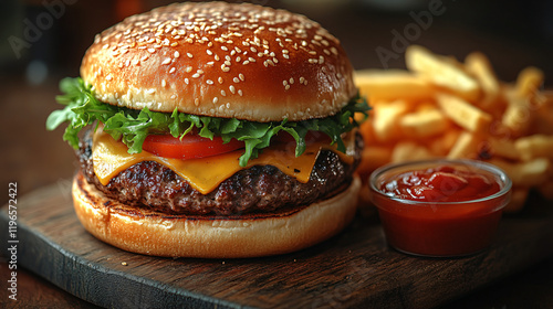 a hamburger with lete photo