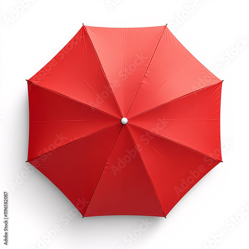 top View red umbrella isolated on white
