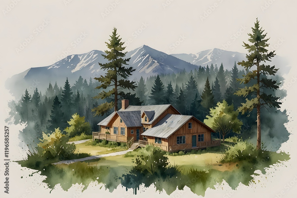 Fototapeta premium Sustainable living in watercolor style