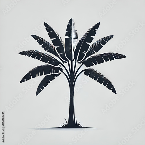 A banana tree silhouette vector illustration.