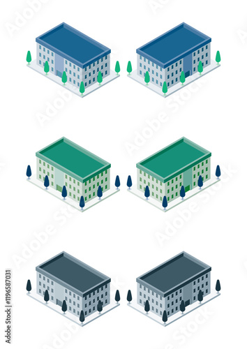 俯瞰で見たマンションの建物のイラスト
