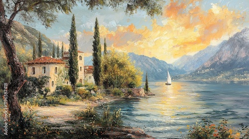 Sunset Lake House Landscape