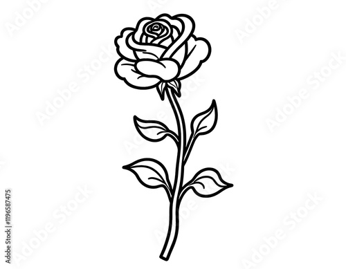 Elegant Single Rose Line Art Drawing Floral Illustration