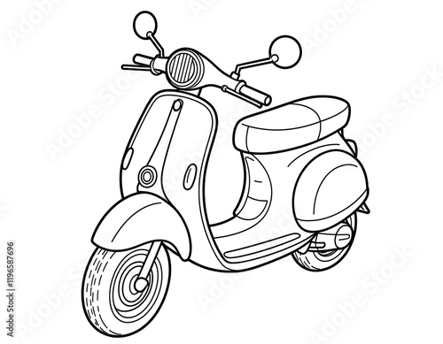 Classic Scooter Line Art Illustration for Coloring Pages