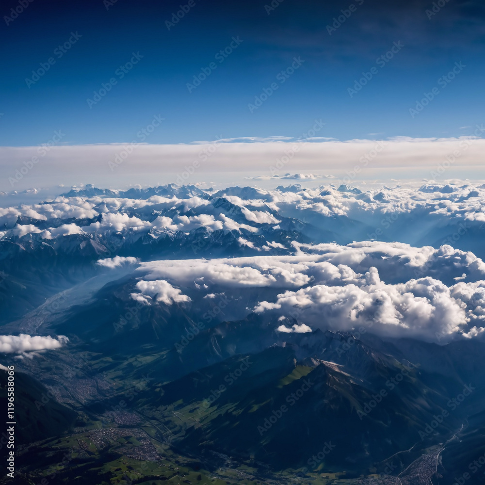 Fototapeta premium Flugreisen - Faszinierende Berglandschaften aus dem Flugzeug