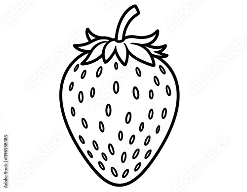 Simple Strawberry Line Art Drawing Printable