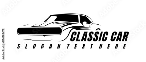custom muscle car show logo illustration design vector	