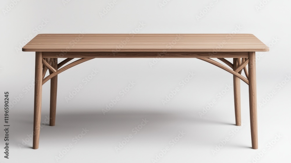 Contemporary, furniture and bold, A simple wooden table with a rectangular top and arching support, set against a light background, showcasing minimalist design and craftsmanship. Contemporary, furniture and bold, A simple wooden table with a rectangular top and arching support, set against a light background, showcasing minimalist design and craftsmanship.