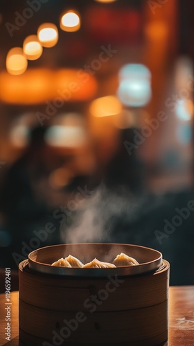 Steaming Delicious Dim Sum in a Bamboo Steamer
