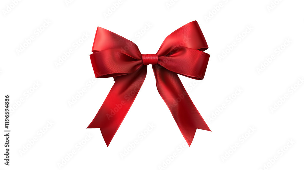 Red satin ribbon bow isolated on transparent background for gift decoration. Red satin ribbon bow isolated on transparent background for gift decoration.