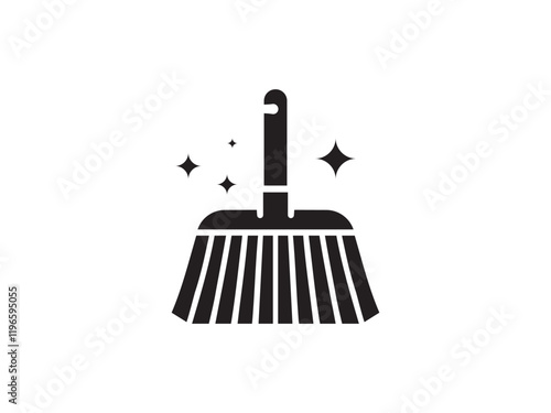 Broom Vector Icon and Silhouette Design