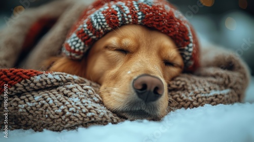 Portrait of a Retriever Dog Sleeping soundly photo