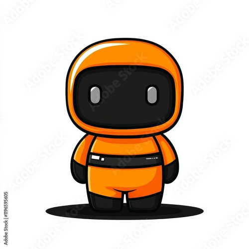 Adorable Orange Robot Character: Digital Art, Cute Cartoon Robot Illustration photo