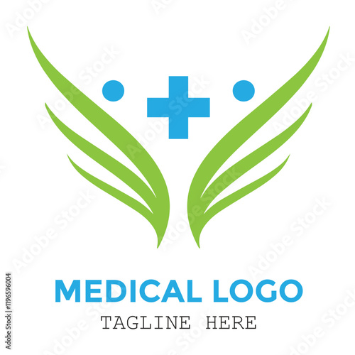 Geometric green and blue medical and pharmaceutical professional logo design