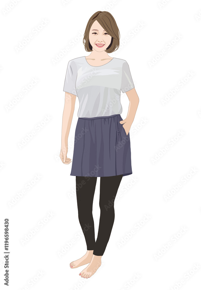 トレーニングウエアの大人の女性イラスト トレーニングウエアの大人の女性イラスト