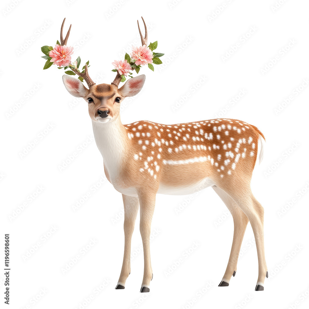 Nature's portrait deer with floral antlers Nature's portrait deer with floral antlers
