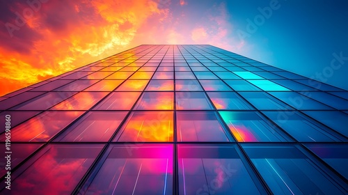 Wallpaper Mural Colorful Glass Skyscraper Glowing Against Twilight Sky in Breathtaking Modern Architecture Concept Torontodigital.ca