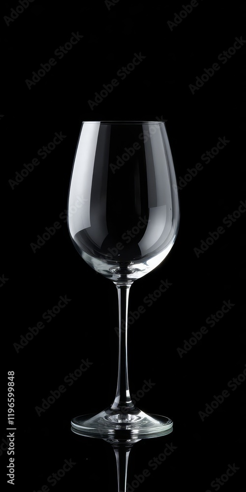 Clear wine glass on black background with reflection Clear wine glass on black background with reflection