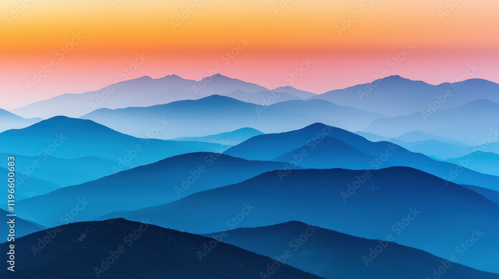 Fototapeta premium Breathtaking twilight over layered alpine mountains