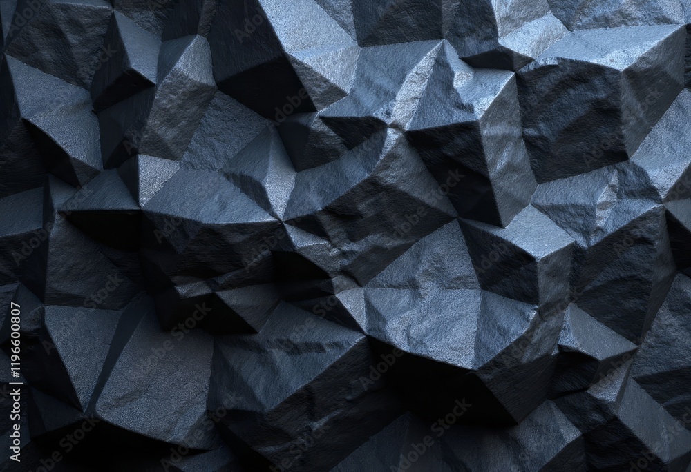 Dark geometric rock surface with sharp facets Dark geometric rock surface with sharp facets