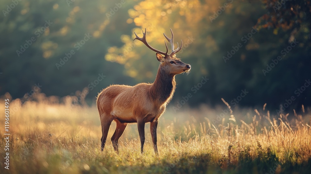Fototapeta premium Majestic deer in golden hour light