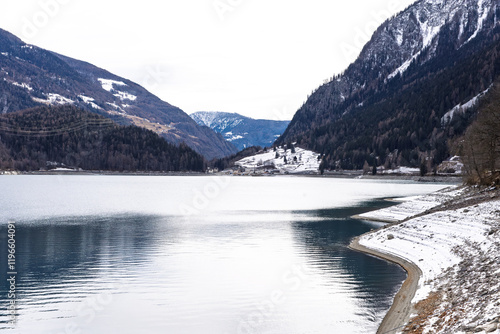 Le Prese Poschiavo, lake in winter with snow