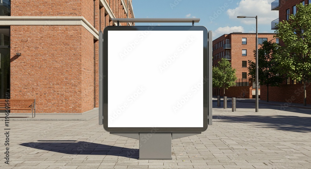 Fototapeta premium Urban Advertising Billboard Mockup on Empty Street - Daytime Rendering