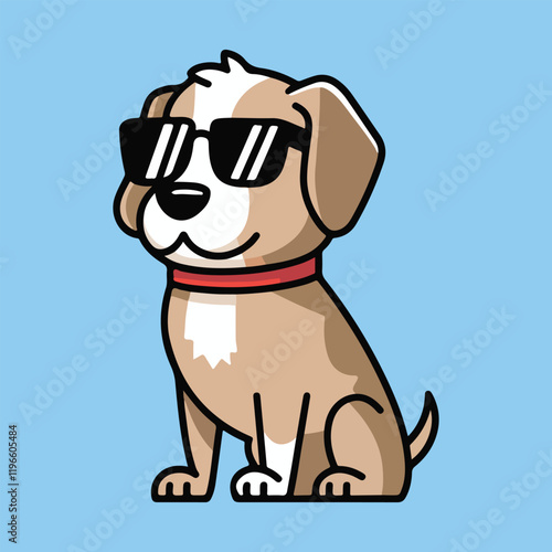  golden retriever dog vector smiling face with sunglasses | A cute Happy golden retriever dog face cartoon illustration, lab dog breed clip art element design with tongue out, Dog Face.