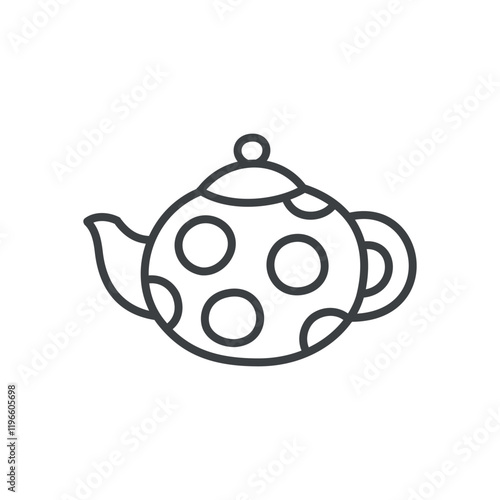 Cute teapot icon. Hand drawn monochrome illustration of a ceramic teapot for brewing tea isolated on a white background. Vector 10 EPS.