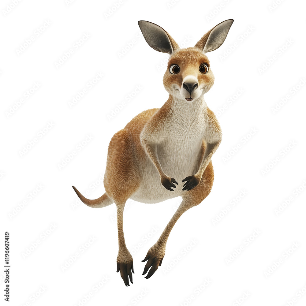 Fototapeta premium Playful kangaroo jumping in australia - animated fun