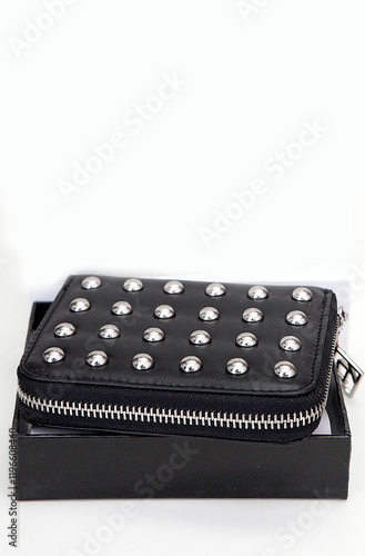 black purse on white background