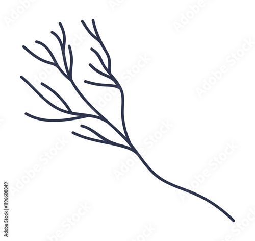 Simple line drawing of a dill sprig, symbolizing freshness and culinary use.