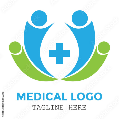 Health clinic medical blue cross sign stylish modern logo design