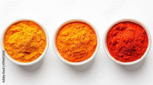 Vibrant curry paste preparation kitchen food clean setup top-down view culinary art