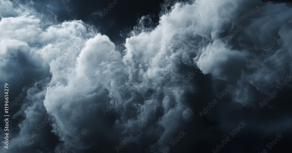 Naklejka premium White and sky blue cloud isolated on a black background, top view. Realistic 3D white cloud