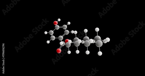 Heptylparaben molecule, rotating 3D model of e209, looped video on a black background photo