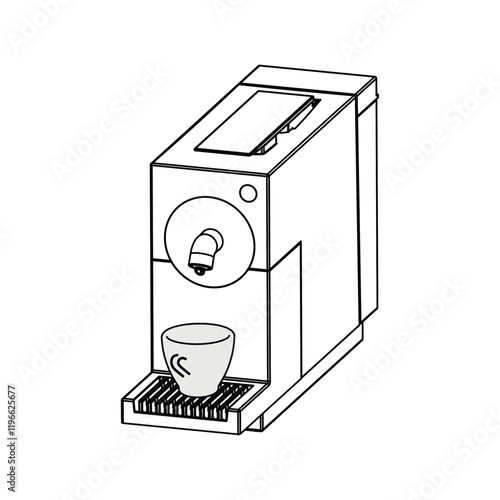 Plan diagram of the image of a horn coffee machine in different angles in vector on an isolated white background.