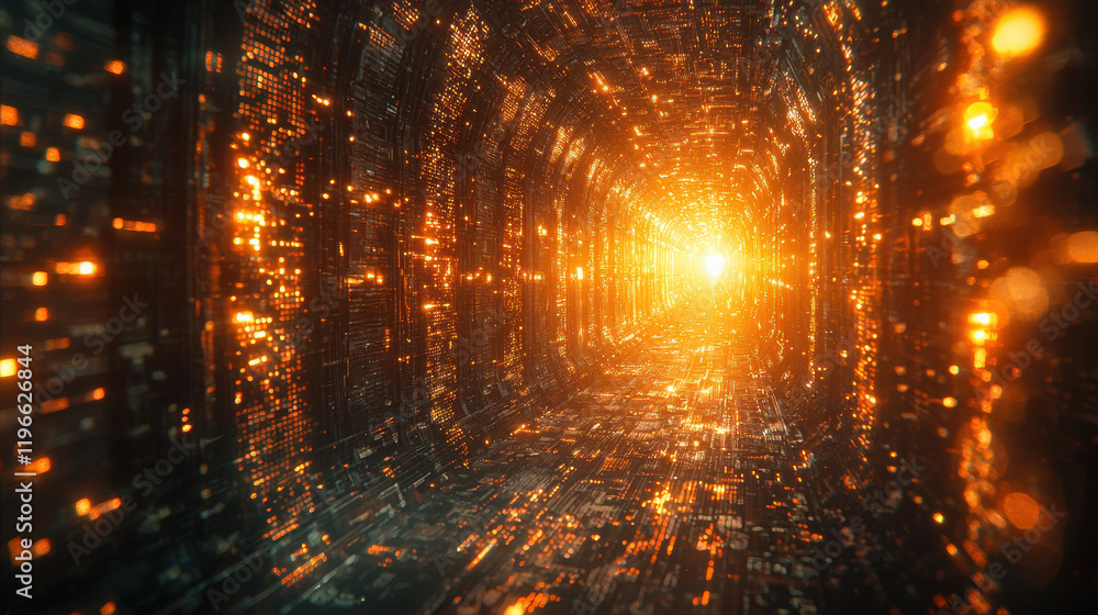 Obraz premium Futuristic cyberspace with glowing data streams and vibrant colors creating an immersive digital environment