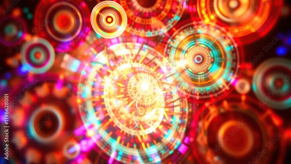 Kaleidoscopic abstract background featuring intricate, swirling circles in a dreamlike arrangement, evoking a sense of wonder and enchantment. Kaleidoscopic abstract background featuring intricate, swirling circles in a dreamlike arrangement, evoking a sense of wonder and enchantment.