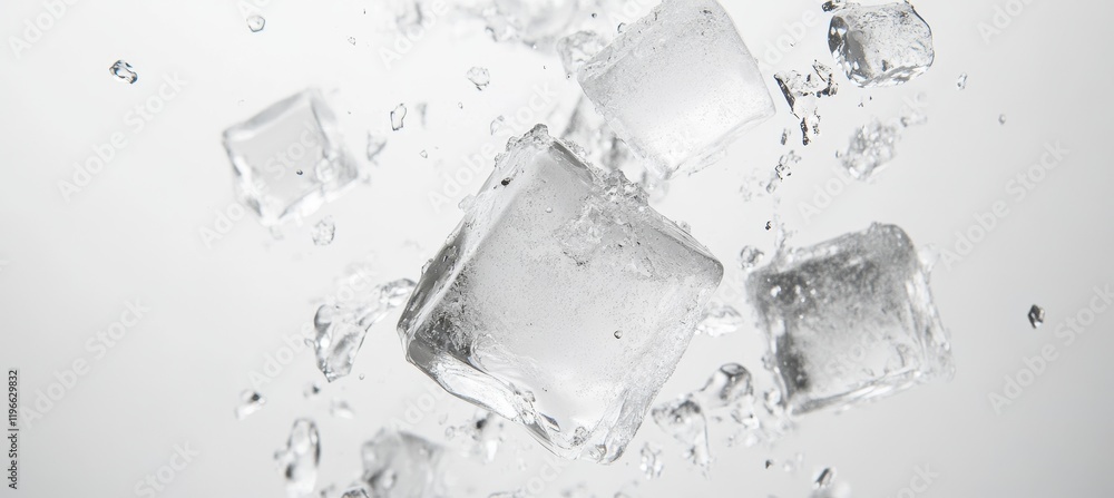 Falling ice cubes with splashing water. Falling ice cubes with splashing water.