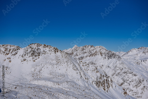 Bernina Diavolezza, in winter with snow, Bernina train route