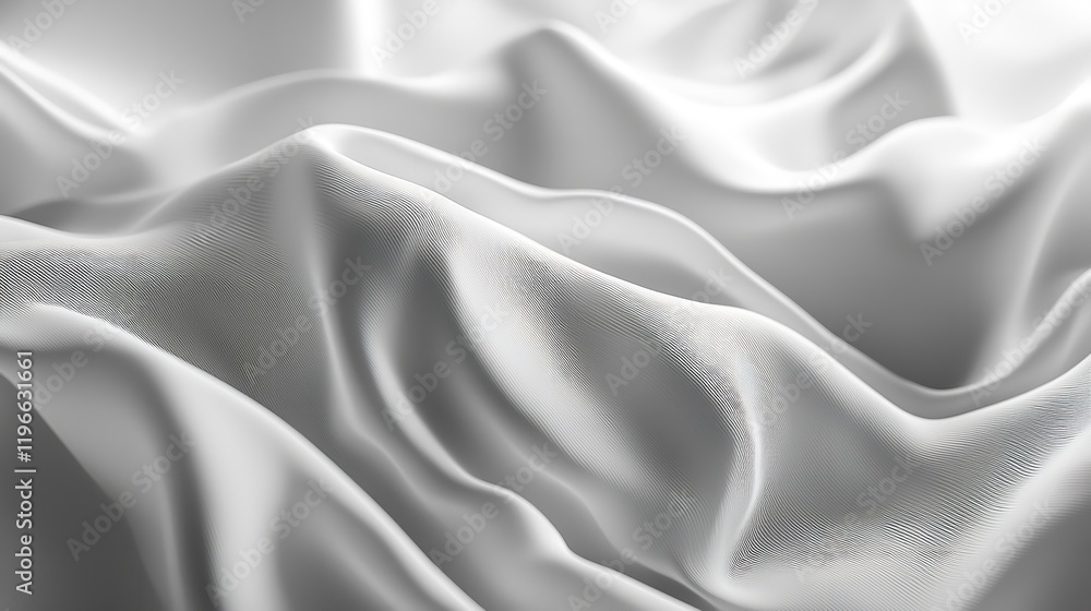Obraz premium Abstract waves wallpaper: elegant silk background featuring flowing curves. Modern minimal design. Crisp monochrome visual aesthetic
